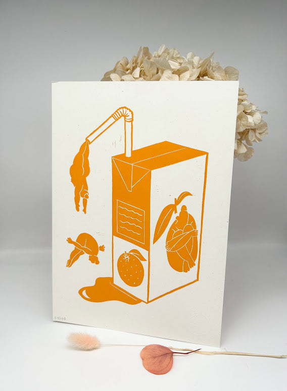 Orange Juice Box Art Board Print for Sale by Gmaish